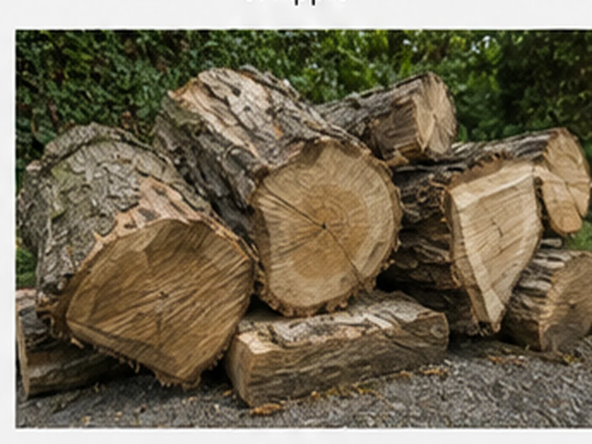 Elm logs showing fibrous interlocking grain after splitting.